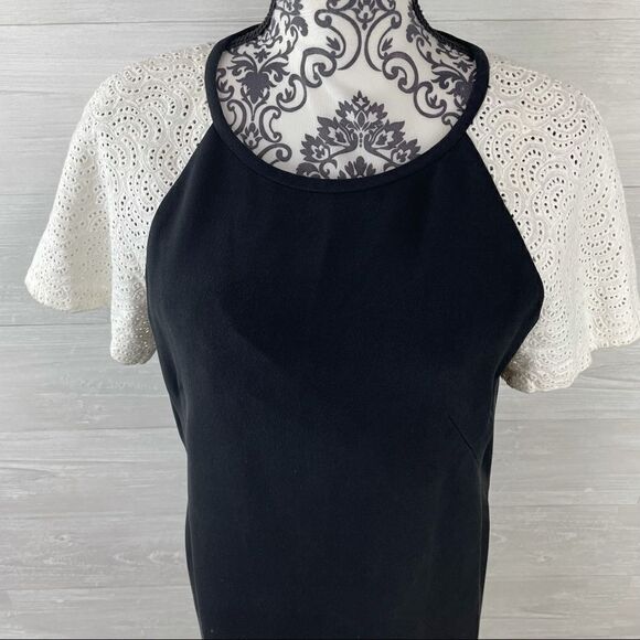 Tibi Carey Linen Silk Eyelet Sleeve Shift Dress - Picture 4 of 10